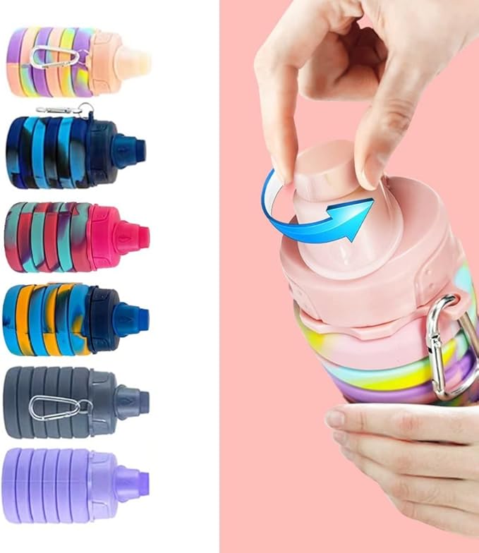 Collapsible Water Bottles 2 pack Travel Water Bottle 500ML Silicone Water - Image 4