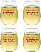 Set of 4 Shatterproof Designer 16 oz Plastic Wine Glasses MADE in the USA by Unknown