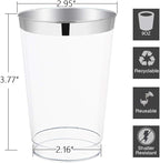 I00000 200pcs Silver Disposable Plastic Cups 10 oz Clear Plastic Cups Old - Image 7