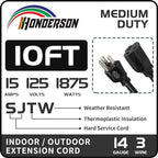 Indoor Outdoor Extension Cord Weatherproof, UL Certified, 14 Gauge 10FT Black 3 - Image 2