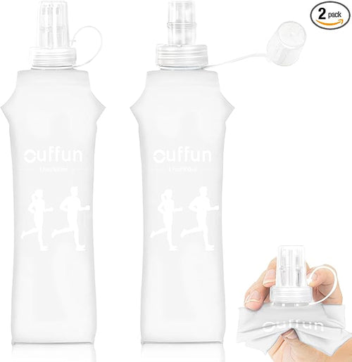 2 Pack Soft Water Bottle, TPU Collapsible Flask Foldable Bottles by Ouffun