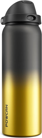 POWCAN 40 oz Insulated Water Bottle: 2-in-1 Push-Button Spout & Quick-Flip by POWCAN