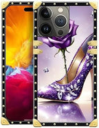 Compatible with iPhone 15 Pro Max Case, High Heeled Purple Diamond Rose Luxury by Unknown