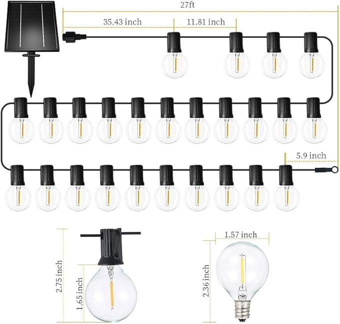 Sunlitec Solar String Lights Waterproof LED Indoor/Outdoor Hanging Umbrella - Image 4