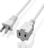 Small Extension Cord 1 FT, 2 Prong White, Thin and Short Extension Cords by Yeatel