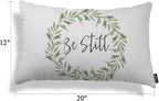 EKOBLA Rustic Be Still Rectangle Throw Pillow Case Green Olive Wreath Leaves - Image 5