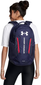 Under Armour Unisex-Adult Hustle 6.0 Backpack, Midnight Navy/Midnight Navy/White - Image 6