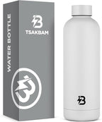 Insulated Water Bottle with Lid, 25 oz Reusable Leak-Proof Metal Stainless by TSAKBAM