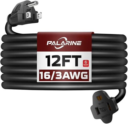 12ft Black Outdoor Extension Cord Waterproof, UL Listed, 16/3 SJTW Heavy Duty 3 by PALARINE