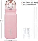 BJPKPK Water Bottle with Straw 18oz Insulated Water Bottles Reusable Stainless - Image 4
