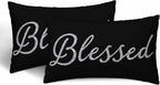 Bling Blessed White Throw Pillow Covers 12 X 20 Highlights Blessed Black Set of by Unknown