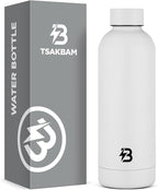 Insulated Water Bottle with Lid, 17 oz Reusable Leak-Proof Metal Stainless by TSAKBAM