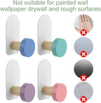 5 Pcs Self-Adhesive Wall Coat Hooks, Cute Wooden Sticky Clothes Hook Colorful - Image 5