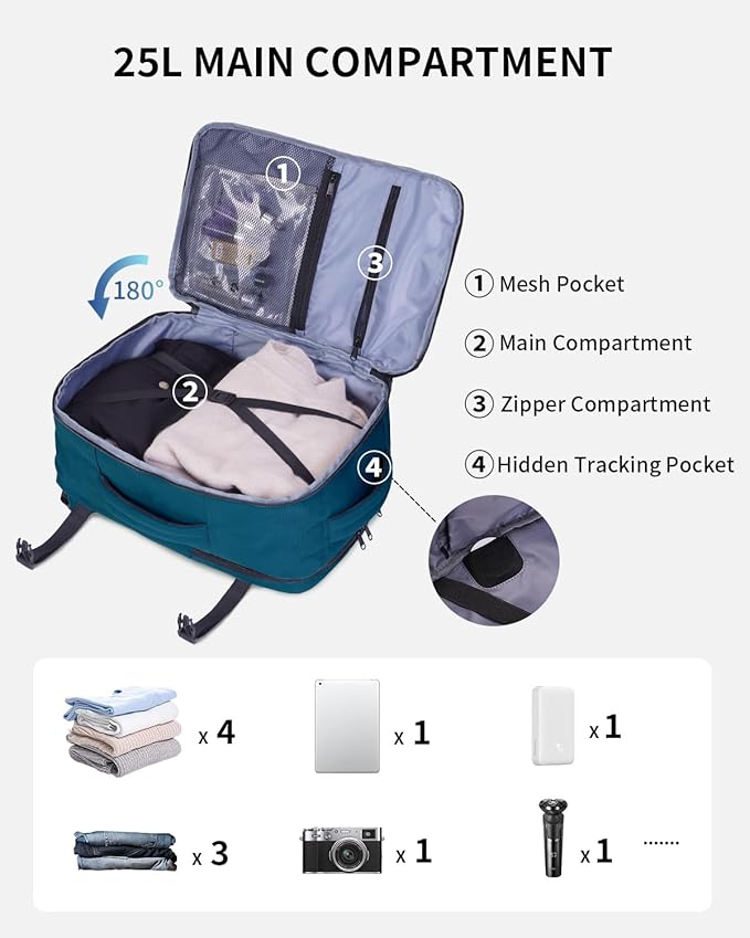 ECOHUB 17" Small Travel Backpack, United Airlines Personal Item Bag 17x10x9 - Image 3