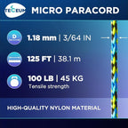 TECEUM Micro Paracord – 1.18 mm X 125 ft – Micro Utility Cord – Thin Braided - Image 2