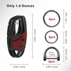 Keychain with Carabiner Clip, 4 Heavy Duty Key Rings and D Ring - Image 5