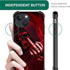 for iPhone 14 Case, Gestures Funny Skull Pattern Graphic Design Girl Boy Soft - Image 4