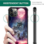 for iPhone 11 Pro Max Case, Star Two Wolfs Howling Pattern Graphic Design Girl - Image 6