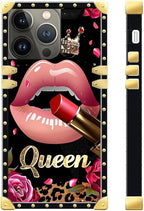 Compatible with iPhone 13 Pro Max Case, Glitter Red Rose Queen Leopard Lipstick - Image 3