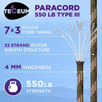 TECEUM Reflective Paracord Rope 1000 – 1000ft/200ft/100ft/50ft – 40+ Colors – - Image 2