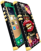 Compatible with iPhone 14 Pro Case, Queen Lip Crown Leopard Print Luxury Golden - Image 3