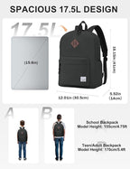 VASCHY Lightweight Backpack for School, Classic Basic Water Resistant Casual - Image 2