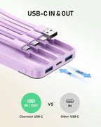 charmast Portable Charger with Built in Cables, 10000mAh Slim Power Bank - Image 2