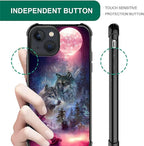 for iPhone 15 Case, Star Two Wolfs Howling Pattern Graphic Design Girl Boy Soft - Image 2