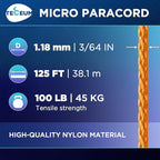 TECEUM Micro Paracord – 1.18 mm X 125 ft – Micro Utility Cord – Thin Braided - Image 2