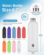 Insulated Water Bottle with Lid, 25 oz Reusable Leak-Proof Metal Stainless - Image 4
