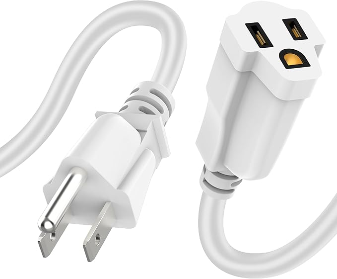 Power Extension Cord 1FT/12Inch, Short 3 Prong Electric Extension Cable Outlet by ECJTU-US
