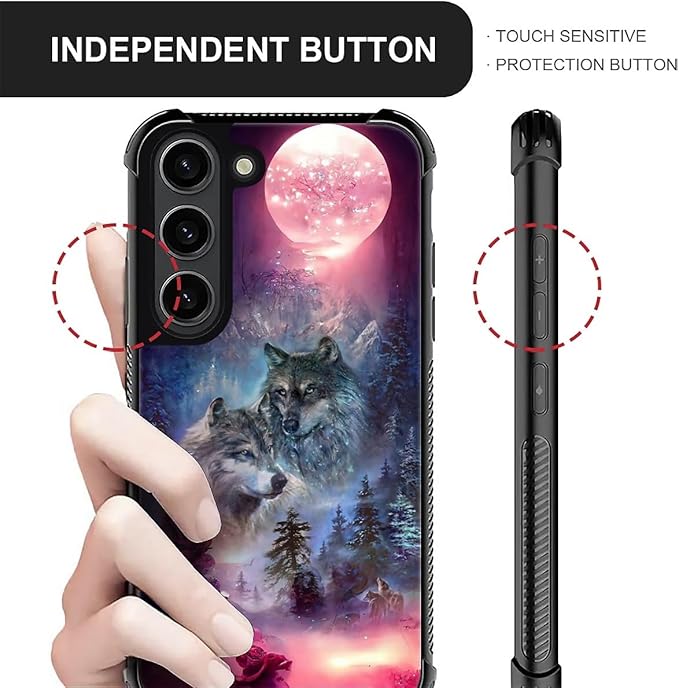 for Samsung Galaxy S23 Plus Case, Star Two Wolfs Howling Pattern Graphic Design - Image 6
