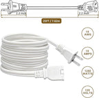 25 FT 2 Prong Extension Cord, 18AWG SPT-2 Indoor Male to Female Power Cord ETL - Image 3