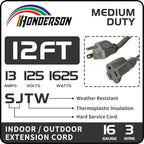 Indoor Outdoor Extension Cord Weatherproof, UL Certified, 16 Gauge 12FT Grey 3 - Image 2