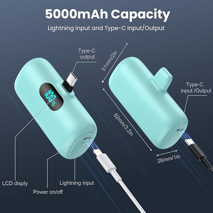 Small Portable Charger for iPhone 17/16/15 Series, 5000mAh 3A PD USB C Power - Image 5
