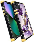 Compatible with iPhone 13 Case, High Heeled Purple Diamond Rose Luxury Golden - Image 3