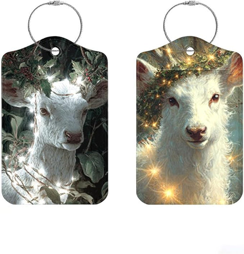 2 Pack Magical White Deer Luggage Tags, Enchanted Forest ID Tags by Cmialusie