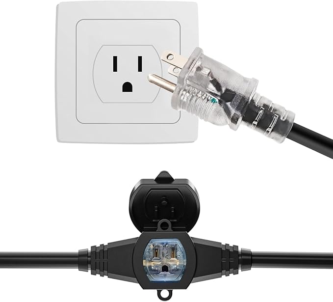 oviitech 25FT Power Extension Cord 3 Prong, 14 Gauge SJTW 5-15R Male Plug to - Image 2