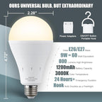 10Pack Rechargeable Emergency Light Bulb, A19 9W Warm White 3000K Self-Charging - Image 8
