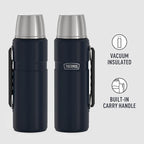 THERMOS Stainless King Vacuum-Insulated Beverage Bottle, 40 Ounce, Midnight Blue - Image 2