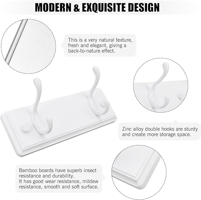 Badiano Wooden Coat Rack, Wall-Mounted Organizer - Image 4