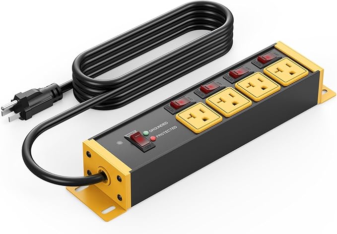 CCCEI Heavy Duty Surge Protector Power Strip 20 Amp Individual Switches. 10FT by CCCEI