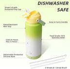BJPKPK Water Bottle with Straw Lid, 24oz Vacuum Insulated Water Bottles - Image 3