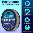 TECEUM Micro Paracord – 1.18 mm X 125 ft – Micro Utility Cord – Thin Braided - Image 4