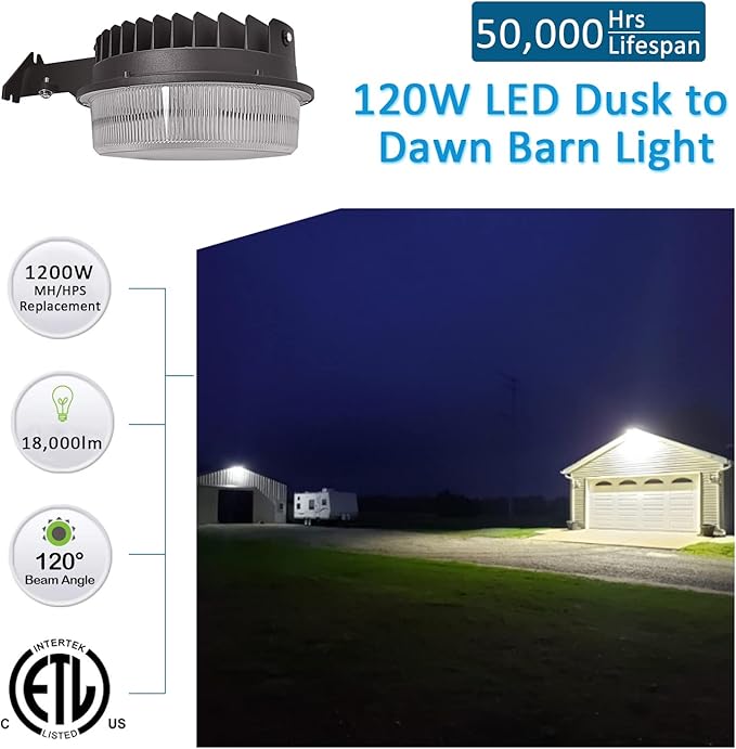 120W LED Barn Light, 18000lm Dusk to Dawn Outdoor Yard Lighting - Image 2