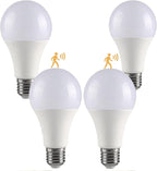 GEPLAD 4-Pack Upgrade Motion Sensor LED Light Bulbs 12W, A19 E26 Dusk to Dawn by GEPLAD