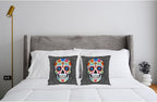 Swono Sugar Skull Set of 2 Square 18x18 Inch Throw Pillow Cover Mexican Day of - Image 3