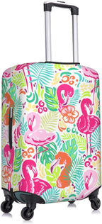 Bright Flamingo Tropical Leaf Elastic Luggage Cover, Suitcase Protector - Image 3