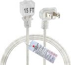 Clear Extension Cord 15 FT, Indoo/Outdoor 2 Prong Extension Cord by Yeatel
