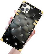 Compatible with iPhone 12 Pro Max Case, Shiny Black Sofa Crystal Luxury Golden - Image 3